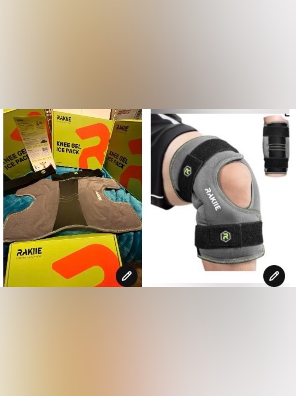 Grey Knee Gel  CLOTH Ice Pack Wrap  USE HOT OR COLD NEW ADJUSTABLE STRAPS RAKIIE